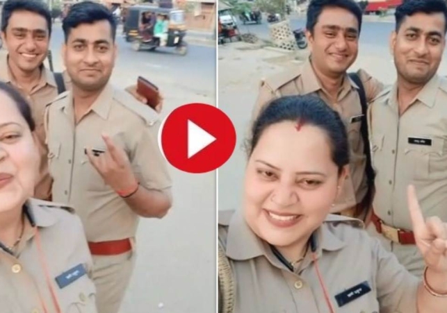 हीरो तू मेरा हीरो है... पर मह‍िला स‍िपाही ने पुल‍िस कर्म‍ियों संग बनाई रील