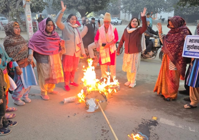 Women's Congress Burned an Effigy of the BJP Government