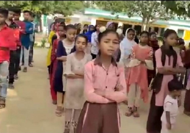 Students Standing Like Namaz