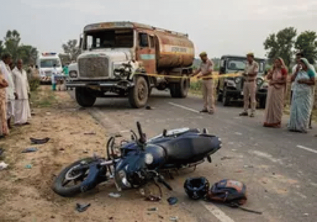 Basti accident: Milk tanker hits bike; husband