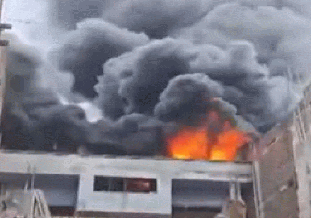 A massive fire broke out at a plastic factory