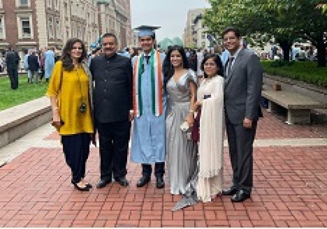भजनलाल के पोते राजकुमार सिद्धार्थ को कोलंबिया विश्वविद्यालय यूएसए से मिले तीन एवार्ड
