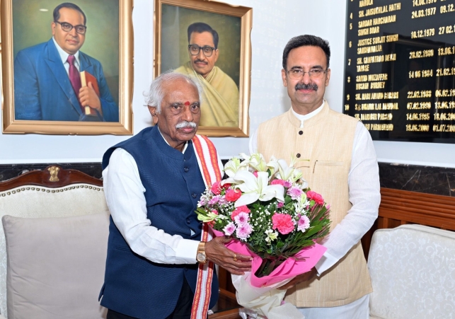 Assembly Speaker Harvindra Kalyan met Governor Bandaru Dattatreya