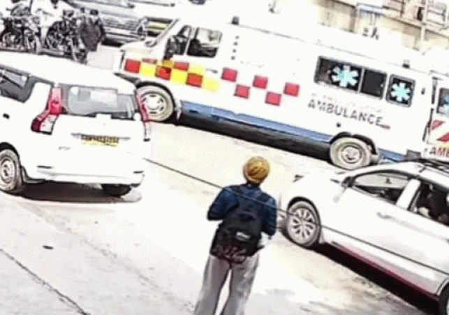 Driverless ambulance rolls down a slope