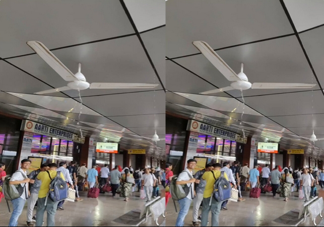 Banaras Railway Station Rain Water Falling From Platform Roof Video 
