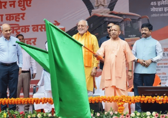CM Yogi flagged off 45 electric buses