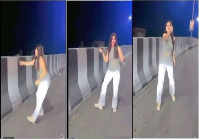 Girl made a Reel on the Highway