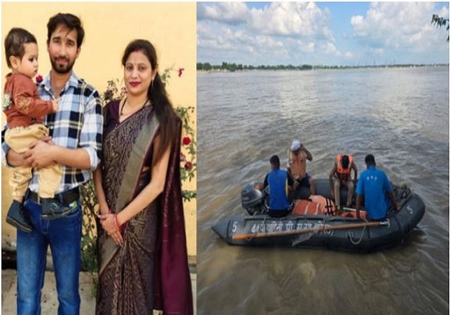 BSF jawan jumped into the Ganga with his Son