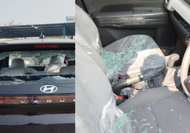 एजेंसी से निकली नई कार पर रंजिश का कहर—पहले रास्ते में मारपीट, फिर पुलिस चौकी में खड़ी कार भी तोड़ी