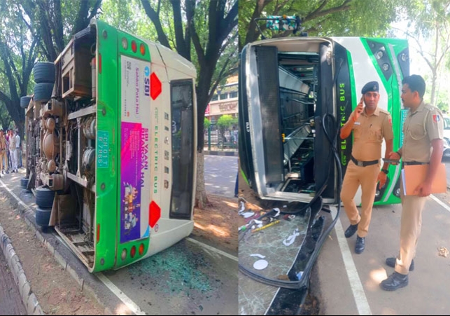 Chandigarh Sector-17 CTU Bus Overturned Accident Breaking News