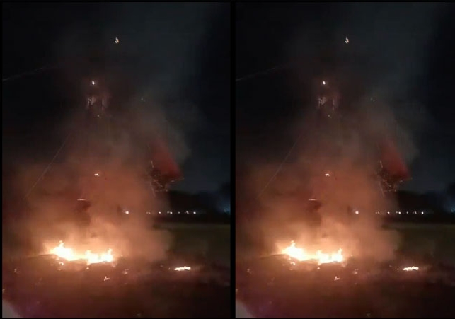 Chandigarh Sector 30 Ravan Effigy Fire Before Dussehra Dahan Video