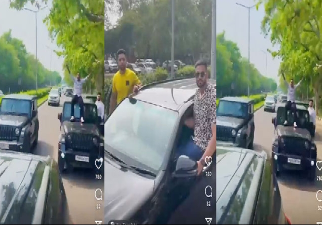  Youths Stunt on SUVs at Road in Chandigarh