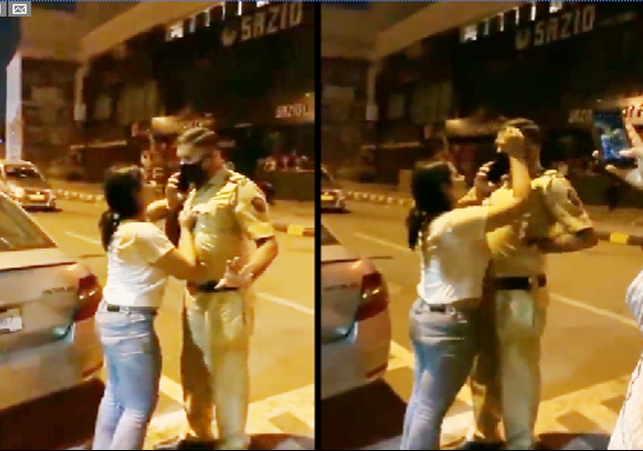 Drunk Girl Misbehaved With A Police Officer In Mumbai Video Viral