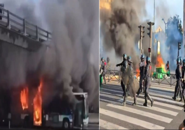 France Violent Protests against Macron Government After Nepal