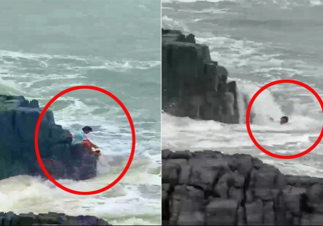 Goa Baga Beach Tragedy Man Washed Away in Sea Viral Video