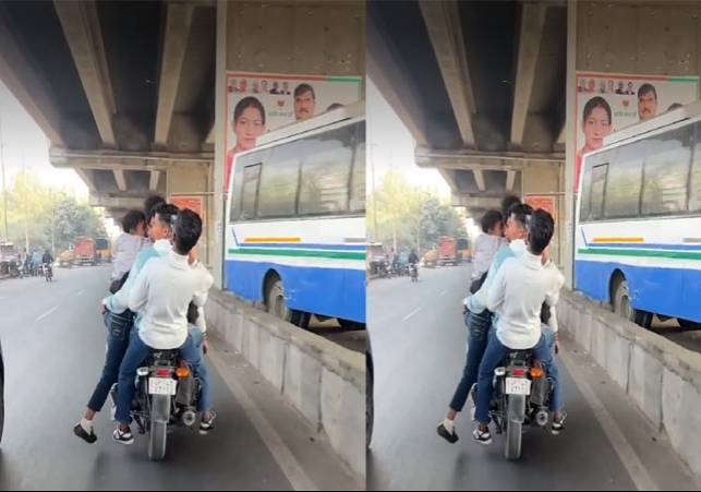 एक ही बाइक पर 5 युवक, 31 हजार का कटा चालान; 4 बैठे थे एक को साइड पर लटका रखा था, खतरनाक मजे पर पुलिस का बड़ा एक्शन