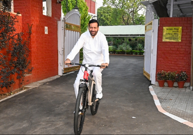 Haryana CM Nayab Saini on Cycle After PM Modi Appeal To Save Fuel