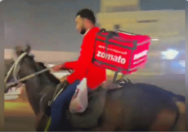 Hyderabad Zomato Delivery Boy On Horse Video Viral
