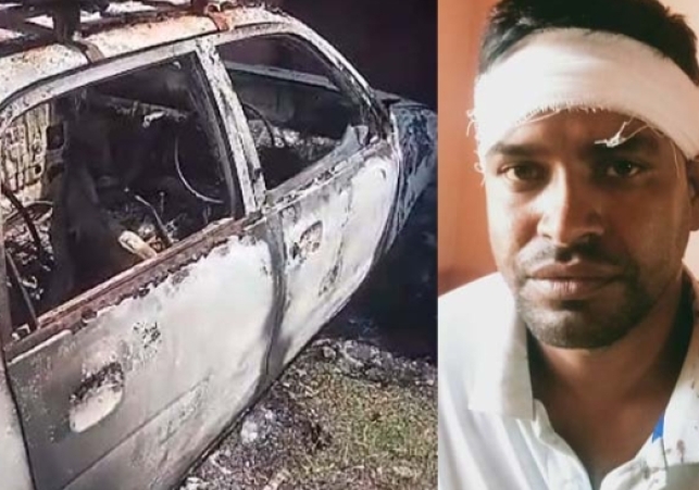 Father-in-law sets car on fire after fighting with son-in-law in Dughdhar