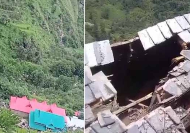 In Sihana village, a two-storey house was completely destroyed due to rock fall from the hill, three families were homeless, seeing the danger, the houses were evacuated.