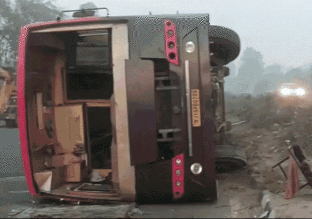 Khatu Shyam Devotees Bus Overturned in Haryana