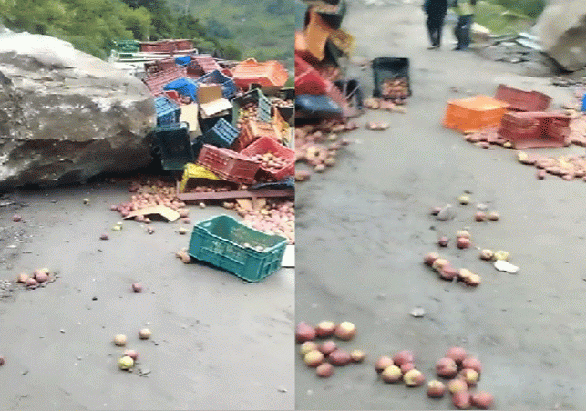 Kinnaur Landslide Horrible Video Himachal Apples Vehicles 