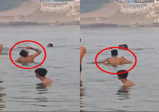 Man Drinking Beer in Ganga Video Viral Varanasi Shocking Case
