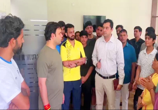 Panchkula Sports Minister Gaurav Gautam Sudden Inspection of Tau Devi Lal Stadium