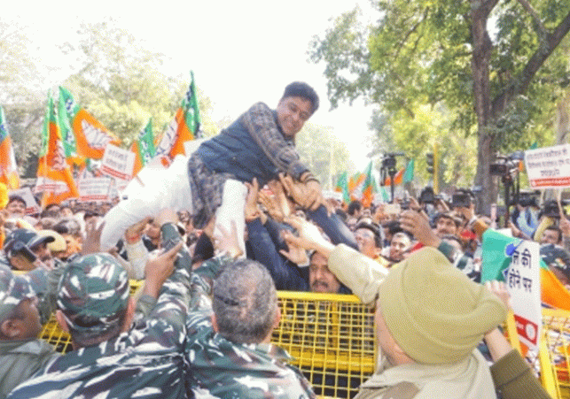 BJP's protest demanding Arvind Kejriwal's resignation