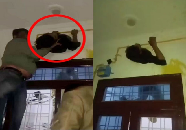 एग्जॉस्ट के होल में बुरा फंसा चोर, VIDEO; सूने घर में रात चोरी करने पहुंचा, अचानक आए परिवार को आधा अंदर-आधा बाहर लटका मिला