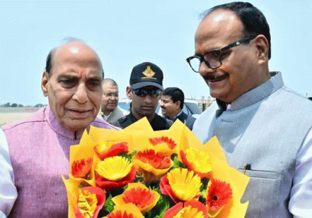 Defence Minister Rajnath Singh arrives in Lucknow