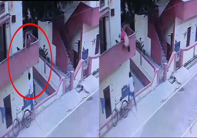 Sonbhadra Man Falls from Rooftop While Grab Ice Cream Viral Video