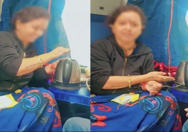 Woman Cook Maggi in Electric Kettle inside Train Viral Video