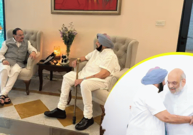 Captain Amarinder Singh meets Amit Shah and Nadd