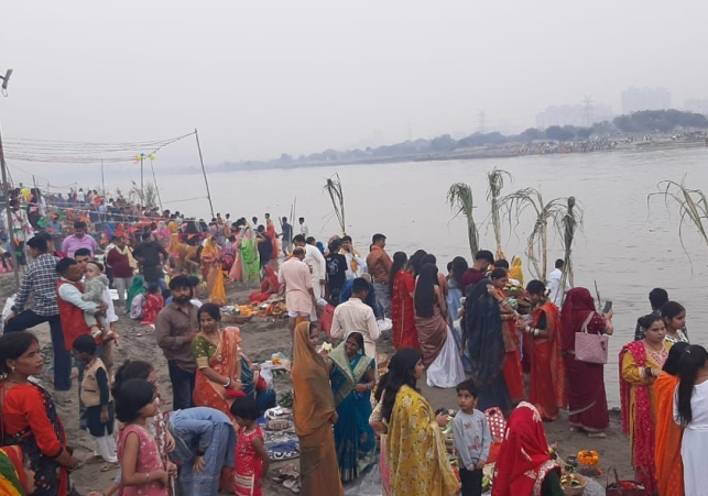 Chhath Ghats on the Banks of Yamuna River