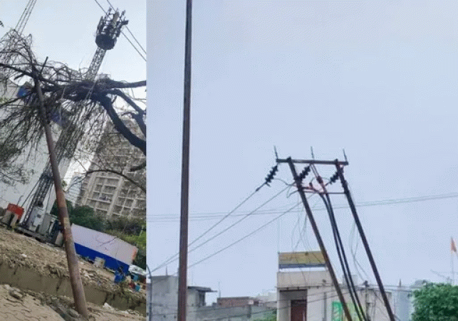 Dilapidated electric poles in Noida