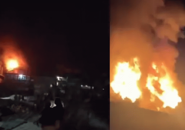 A fire broke out in a three-storey house in