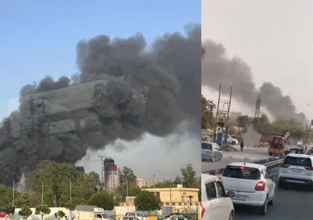 Gurugram: Massive Fire at Warehouse in Kherki Daula