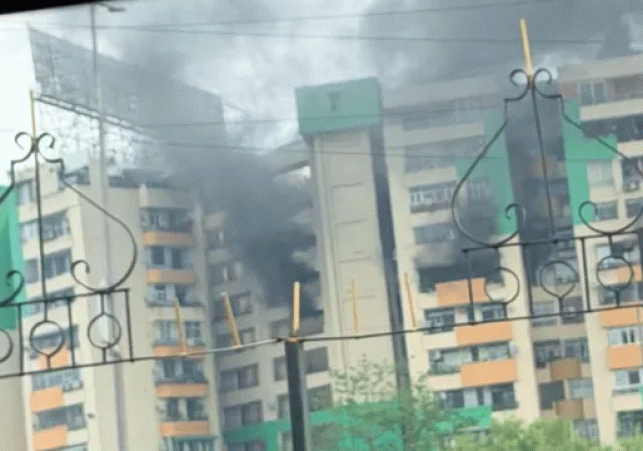 Massive Fire in Flat at Gaur Green Avenue