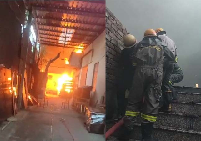 Massive fire in furniture factory in Ghaziabad