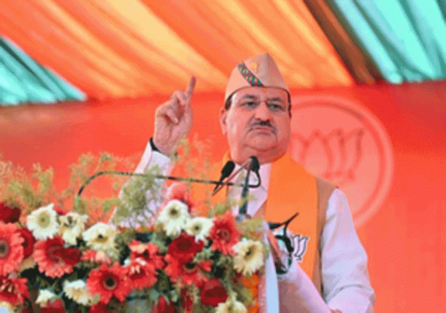 JP Nadda addressed public meetings in Vikasnagar in support of BJP candidate Mala Rajyalakshmi Shah 