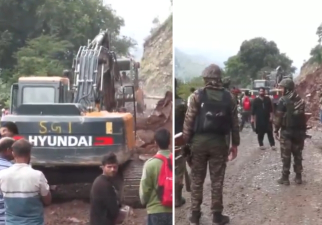 Landslide on NH-144 in Poonch due to heavy rain
