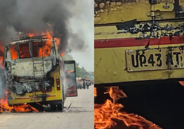 Massive fire breaks out in Jalandhar-Gonda sleeper bus