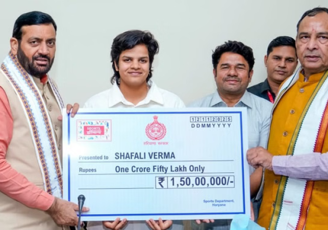 Haryana Govt Honours World Champion Shefali Verma with ₹1.5 Crore Award