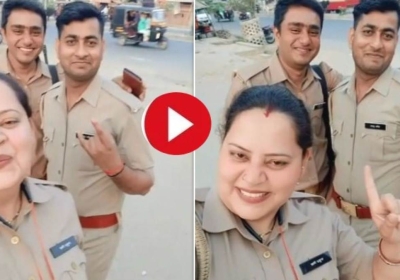 हीरो तू मेरा हीरो है... पर मह‍िला स‍िपाही ने पुल‍िस कर्म‍ियों संग बनाई रील