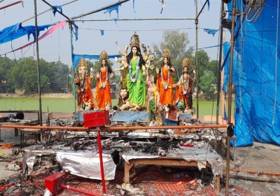 Durga Puja pandal fire in Bhadohi