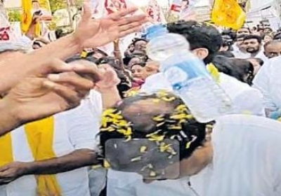 Bottle was thrown at a Janasena candidate