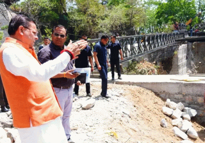 CM Dhami Inspects Mussoorie Road Bridge Construction