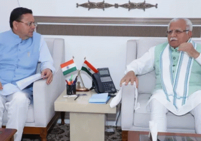 CM Pushkar Singh Dhami meets Manohar Lal Khattar