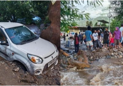 Cloud burst in Karjan and Jagatsukh, flood water entered houses, heavy damage to roads and gardens; Manali Kullu Left Bank Road Closed.